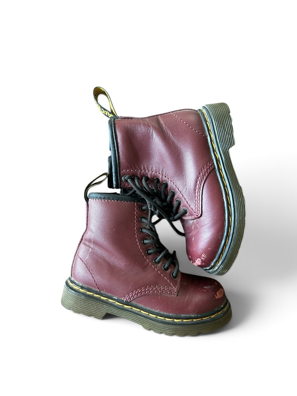 Dr. Martens Kids Burgundy Lace-Up Combat Boots